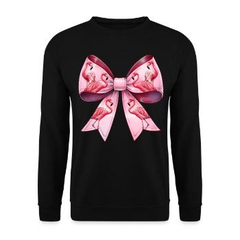 Coquette Schleife Flamingo Muttertag Muster Rosa - Unisex Pullover - Schwarz - Vorne - Alina (178cm) & Michal (187cm)