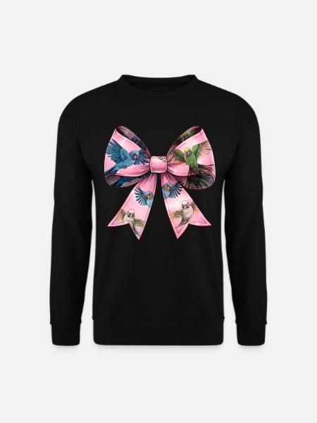 Coquette Bow Budgie Wellensittich Papagei Muster - Unisex Pullover - Schwarz