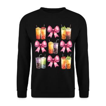 Coquette Bow Boba Tea Bubble Tea Mothers Day - Unisex Sweatshirt - black - Front - Alina (178cm) & Michal (187cm)