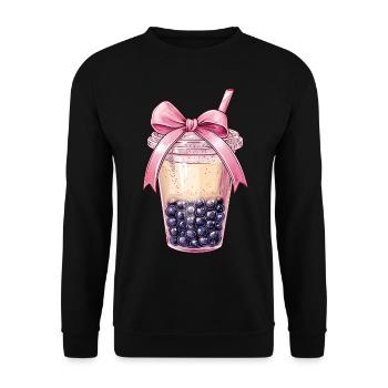 Coquette Bow Boba Tea Bubble Tea Mothers Day - Unisex Sweatshirt - black - Front - Alina (178cm) & Michal (187cm)