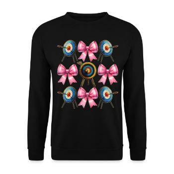 Coquette Bow Archery Bow and Arrow - Unisex Sweatshirt - black - Front - Alina (178cm) & Michal (187cm)