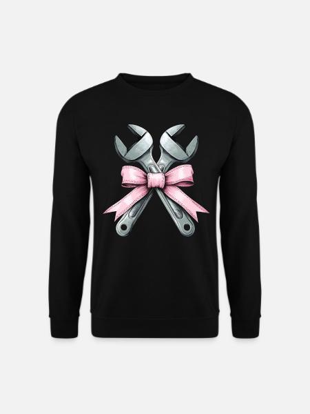 Coquette Bow Mechanic Wrench Pink - Unisex Sweatshirt - black
