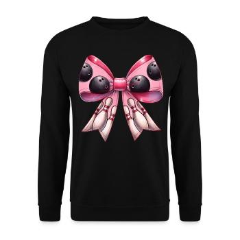 Coquette Bowlingkugel Pins Muster Bowler Rosa - Unisex Pullover - Schwarz - Vorne - Alina (178cm) & Michal (187cm)