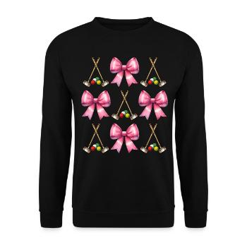 Coquette Bow Croquet Racket Ball Pink Bow - Unisex Sweatshirt - black - Front - Alina (178cm) & Michal (187cm)