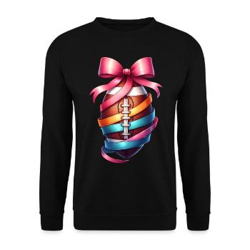 Coquette Bow Flag Football Player Pink Bow - Unisex Sweatshirt - black - Front - Alina (178cm) & Michal (187cm)