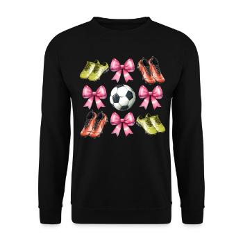 Coquette Bogen Fußball Spieler Mütter Tag rosa - Unisex Pullover - Schwarz - Vorne - Alina (178cm) & Michal (187cm)