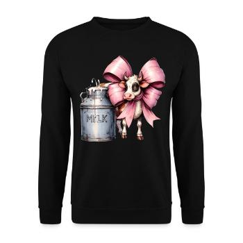 Coquette Bow Kuh Landwirt Milch Milchviehhalter - Unisex Pullover - Schwarz - Vorne - Alina (178cm) & Michal (187cm)