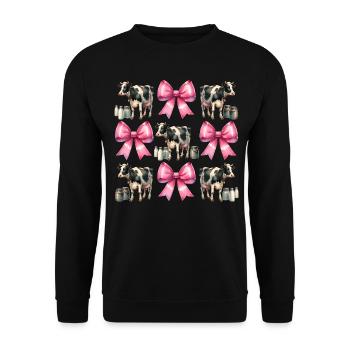 Coquette Bow Vache Fermier Lait Laitier Fermier - Sweat-shirt Unisexe - noir - Devant - Alina (178cm) & Michal (187cm)