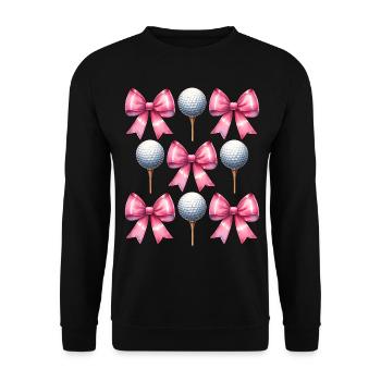 Coquette Bow Golf Ball Mothers Day Golfing Pink - Unisex Pullover - Schwarz - Vorne - Alina (178cm) & Michal (187cm)