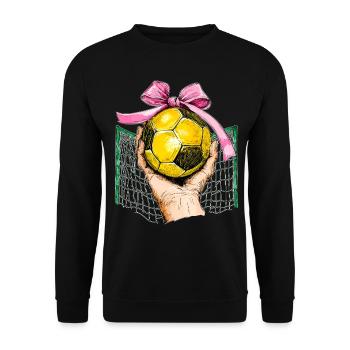 Coquette Bow Handball Mothers Day Pink Ribbon Mom - Unisex Pullover - Schwarz - Vorne - Alina (178cm) & Michal (187cm)