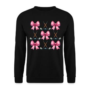 Coquette Bow Bâton de Hockey Puck Fête des Mères Rose - Sweat-shirt Unisexe - noir - Devant - Alina (178cm) & Michal (187cm)