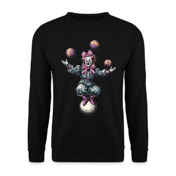 Kokette Schleife Jonglage Jongleur Zirkus Clown - Unisex Pullover - Schwarz - Vorne - Alina (178cm) & Michal (187cm)