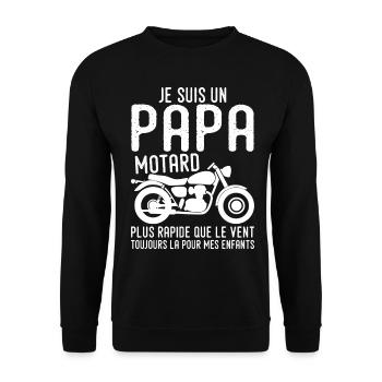 Biker Papa, Motorrad, Vatertagsgeschenk - Unisex Pullover - Schwarz - Vorne - Alina (178cm) & Michal (187cm)