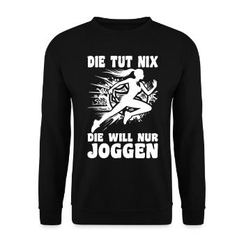Coureuse qui ne fait rien, elle a juste envie de faire du footing, joggeuse - Sweat-shirt Unisexe - noir - Devant - Alina (178cm) & Michal (187cm)