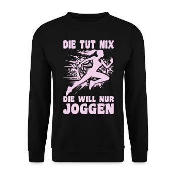 Coureuse qui ne fait rien, elle a juste envie de faire du footing, joggeuse - Sweat-shirt Unisexe - noir - Devant - Alina (178cm) & Michal (187cm)