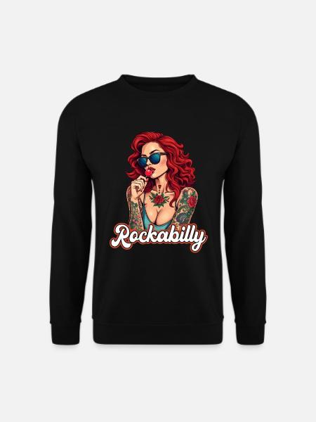 Cool Rockabilly Frau im Syle der 50er - Unisex Pullover - Schwarz
