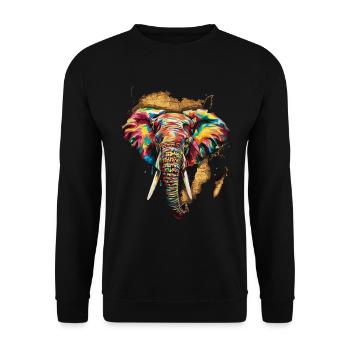 Afrika Elephant Safari Jungle Kunst - Unisex Pullover - Schwarz - Vorne - Alina (178cm) & Michal (187cm)