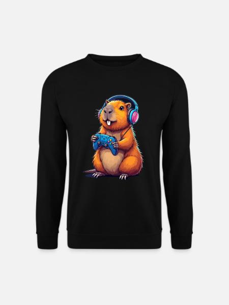 Capybara Gaming Abenteuer Für Gamer Fans - Unisex Pullover - Schwarz