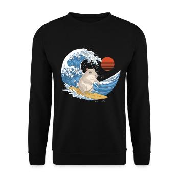 Capybara surfing the waves in summer - Unisex Sweatshirt - black - Front - Alina (178cm) & Michal (187cm)