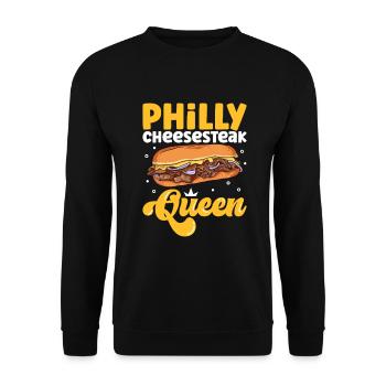 Philly Cheesesteak Queen - Unisex Pullover - Schwarz - Vorne - Alina (178cm) & Michal (187cm)