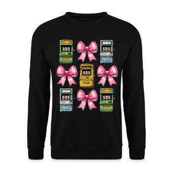 Coquette Bow Spielautomat Glücksspiel Gambler - Unisex Pullover - Schwarz - Vorne - Alina (178cm) & Michal (187cm)
