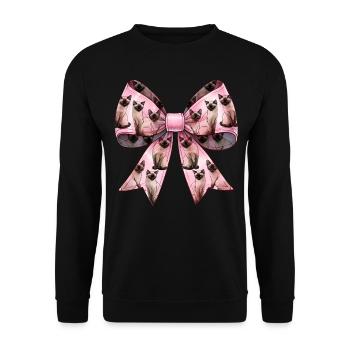 Coquette Bow Siamese Cat Mom Cute Pattern Pink - Unisex Sweatshirt - black - Front - Alina (178cm) & Michal (187cm)