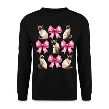 Coquette Bow Siamese Cat Mom Cute Pink Mothers Day - Unisex Sweatshirt - black - Front - Alina (178cm) & Michal (187cm)