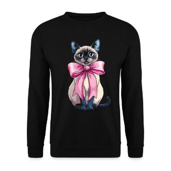 Coquette Bow Siamese Cat Mom Cute Pink Mothers Day - Unisex Sweatshirt - black - Front - Alina (178cm) & Michal (187cm)