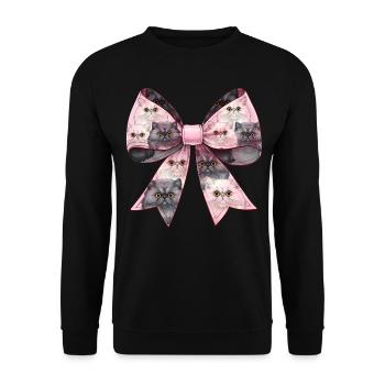 Coquette Bogen Perserkatze Mama Muster Rosa - Unisex Pullover - Schwarz - Vorne - Alina (178cm) & Michal (187cm)