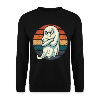 Grumpy Ghost Halloween motif for your fun - Unisex Sweatshirt - black - Front - Alina (178cm) & Michal (187cm)