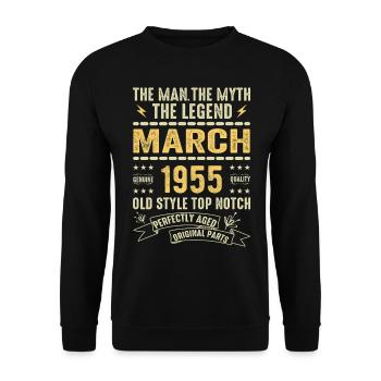 März 1955 Jubiläum 1955 - Legenden März 1955 - Unisex Pullover - Schwarz - Vorne - Alina (178cm) & Michal (187cm)