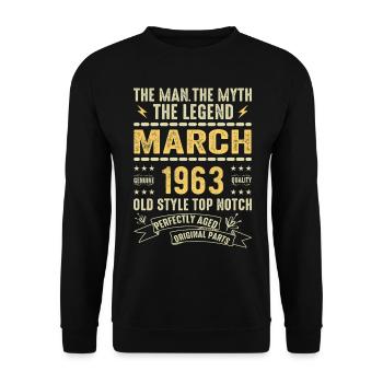 März 1963 Jubiläum 1963 - Legenden März 1963 - Unisex Pullover - Schwarz - Vorne - Alina (178cm) & Michal (187cm)