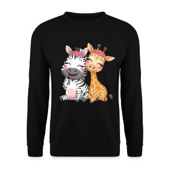 Zèbre et girafe mignons pour les enfants - Sweat-shirt Unisexe - noir - Devant - Alina (178cm) & Michal (187cm)