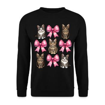 Coquette Bow Tabby Katze Mom Ribbon Muttertag - Unisex Pullover - Schwarz - Vorne - Alina (178cm) & Michal (187cm)