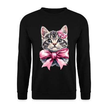 Coquette Bow Tabby Cat Mom Gray Cat Fur Pink - Unisex Sweatshirt - black - Front - Alina (178cm) & Michal (187cm)