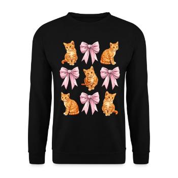 Coquette Schleife Orange Katze Tabby Katze - Unisex Pullover - Schwarz - Vorne - Alina (178cm) & Michal (187cm)