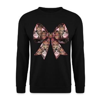 Coquette Bow Tabby Katze Niedliches Muster Rosa - Unisex Pullover - Schwarz - Vorne - Alina (178cm) & Michal (187cm)