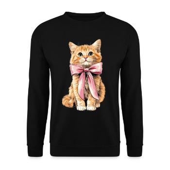 Coquette Schleife Orange Katze Tabby Katze - Unisex Pullover - Schwarz - Vorne - Alina (178cm) & Michal (187cm)
