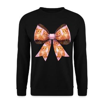 Coquette Bow Orange Katze Tabby Katze Muster - Unisex Pullover - Schwarz - Vorne - Alina (178cm) & Michal (187cm)