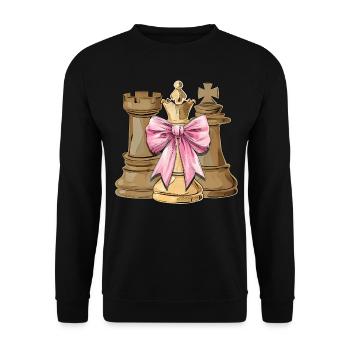 Coquette Bow Chess Player Mothers Day Chess Piece - Unisex Sweatshirt - black - Front - Alina (178cm) & Michal (187cm)