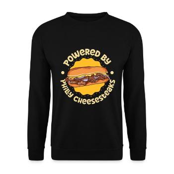 Powered by Philly Cheesesteak - Unisex Pullover - Schwarz - Vorne - Alina (178cm) & Michal (187cm)