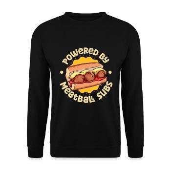 Powered by Meatball Sub - Unisex Pullover - Schwarz - Vorne - Alina (178cm) & Michal (187cm)