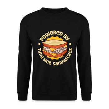 Powered by Tuna Melt Sandwich - Unisex Pullover - Schwarz - Vorne - Alina (178cm) & Michal (187cm)