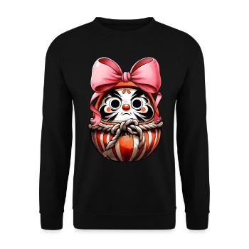 Coquette Bow Daruma Doll Japan Pink Bow - Unisex Sweatshirt - black - Front - Alina (178cm) & Michal (187cm)