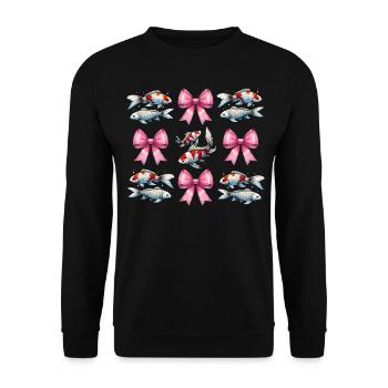 Coquette Bow Koi Fish Carp Nishikigoi Japan - Unisex Sweatshirt - black - Front - Alina (178cm) & Michal (187cm)