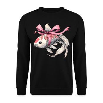 Coquette Bow Koi Fish Carp Nishikigoi Japan - Unisex Sweatshirt - black - Front - Alina (178cm) & Michal (187cm)