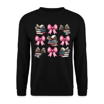 Coquette Bow Bibliothekar Bibliothek Bücher Rosa - Unisex Pullover - Schwarz - Vorne - Alina (178cm) & Michal (187cm)