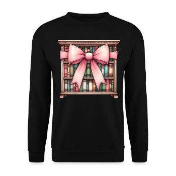 Coquette Bow Librarian Library Books Pink - Unisex Sweatshirt - black - Front - Alina (178cm) & Michal (187cm)