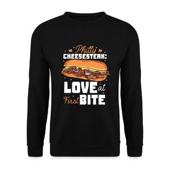 Love at First Bite - Philly Cheesesteak - Unisex Sweatshirt - black - Front - Alina (178cm) & Michal (187cm)