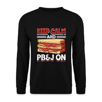 Bleib ruhig und ess ein PB&J Sandwich - Unisex Pullover - Schwarz - Vorne - Alina (178cm) & Michal (187cm)